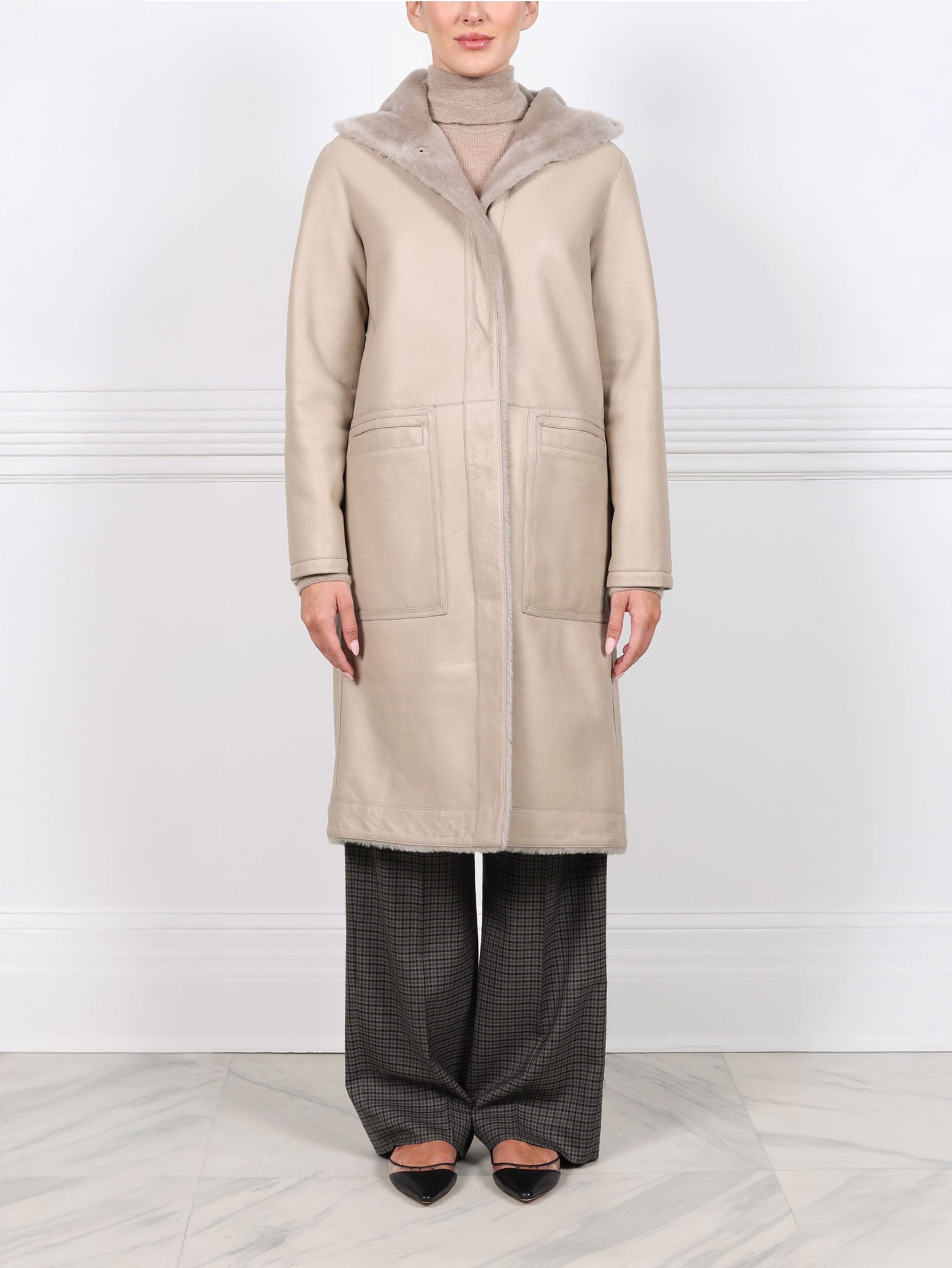 The Billie Shearling Hooded Coat