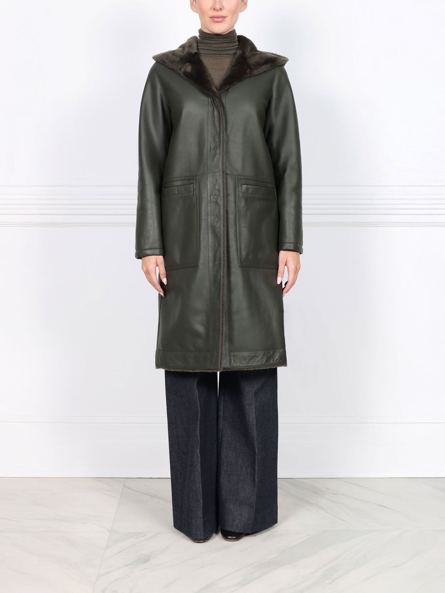The Billie Shearling Hooded Coat