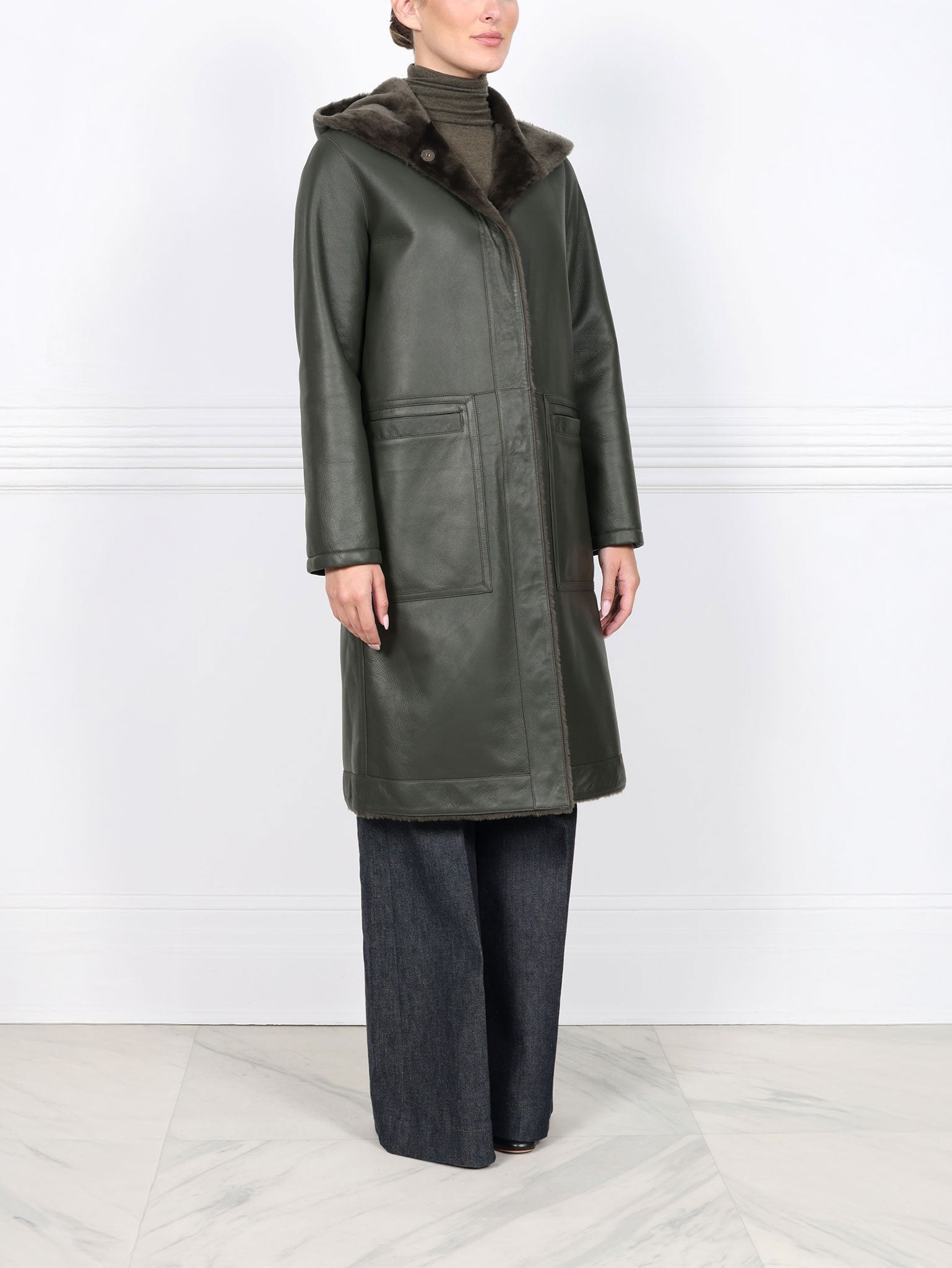The Billie Shearling Hooded Coat