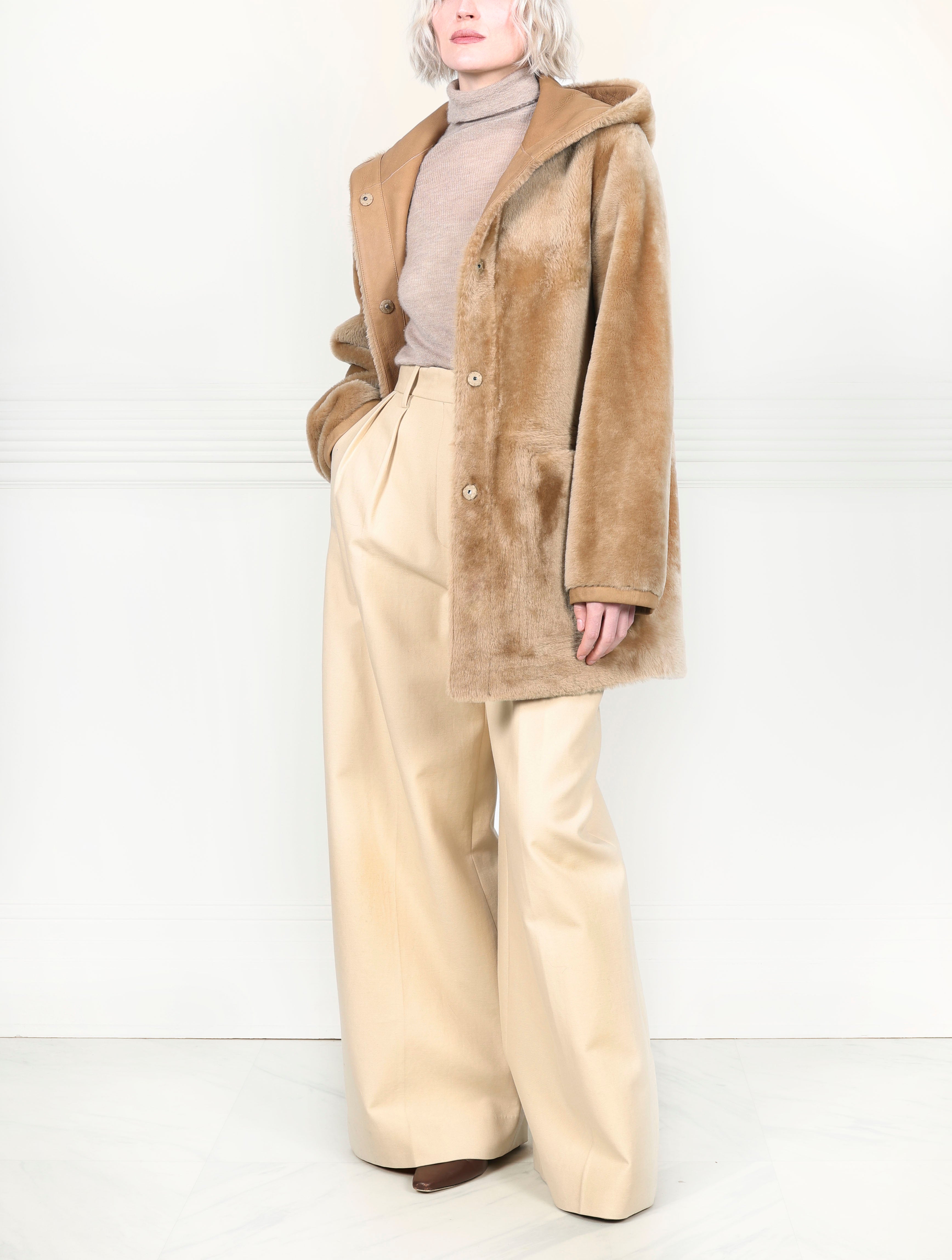 The Davie Hooded Shearling Coat