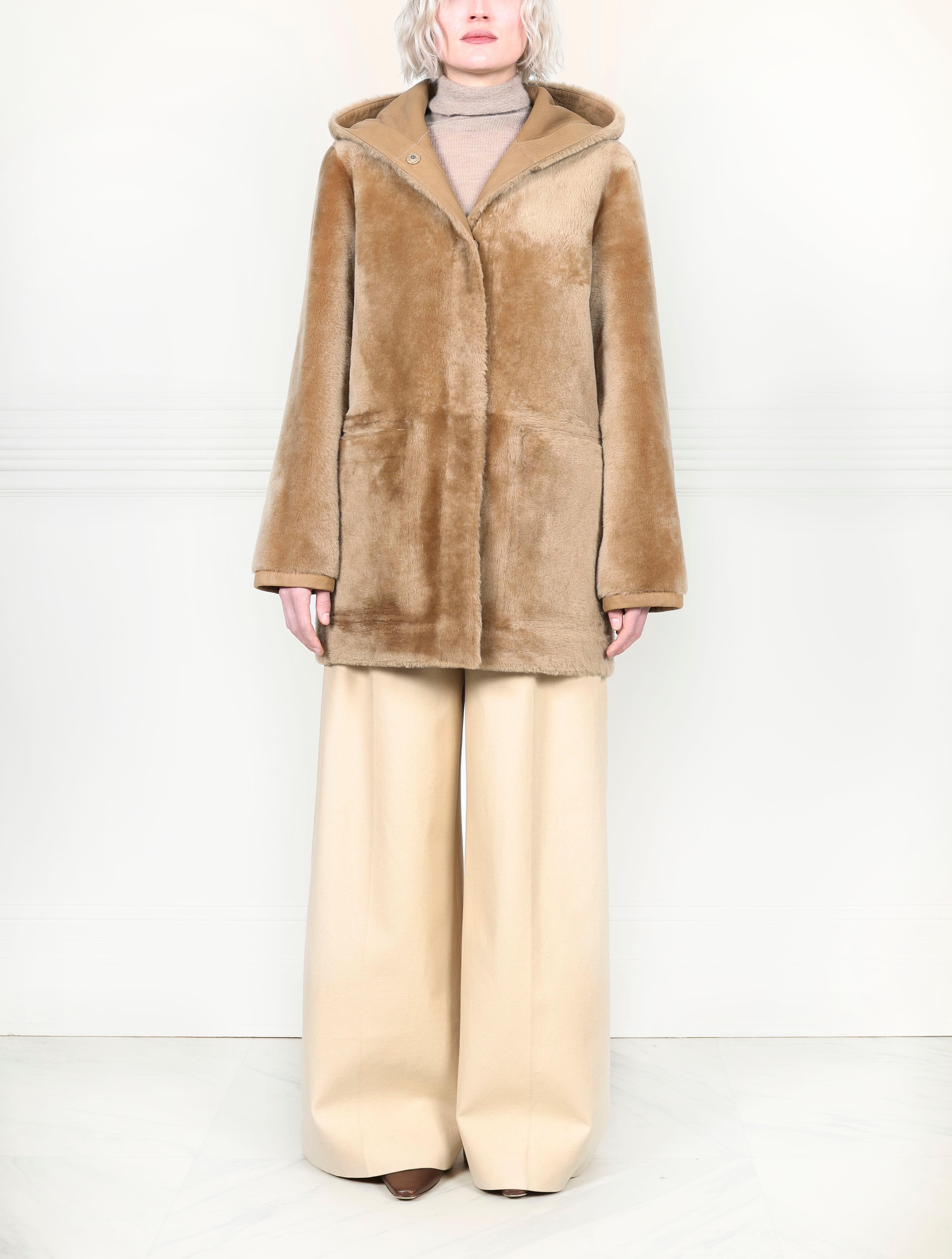 The Davie Hooded Shearling Coat