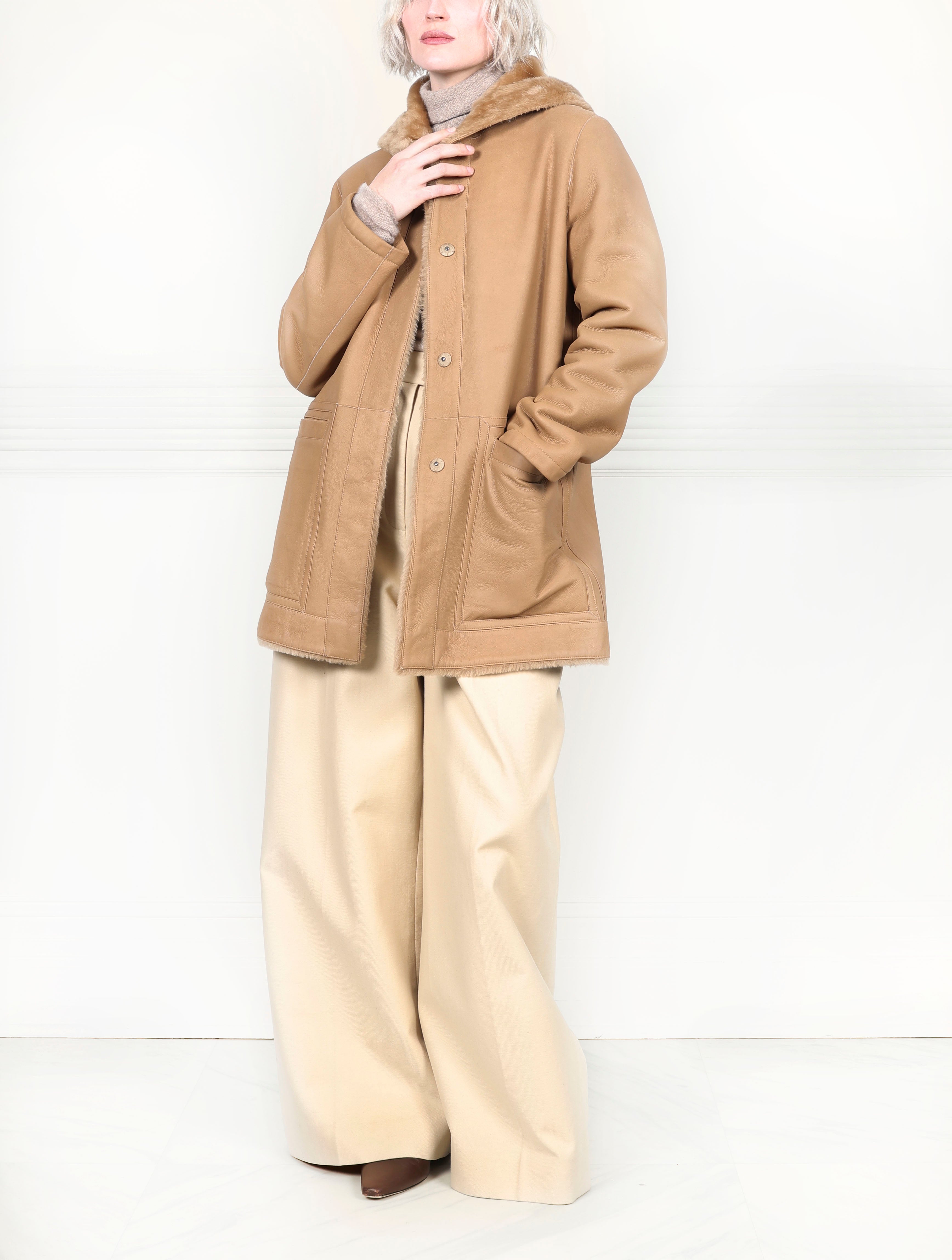 The Davie Hooded Shearling Coat