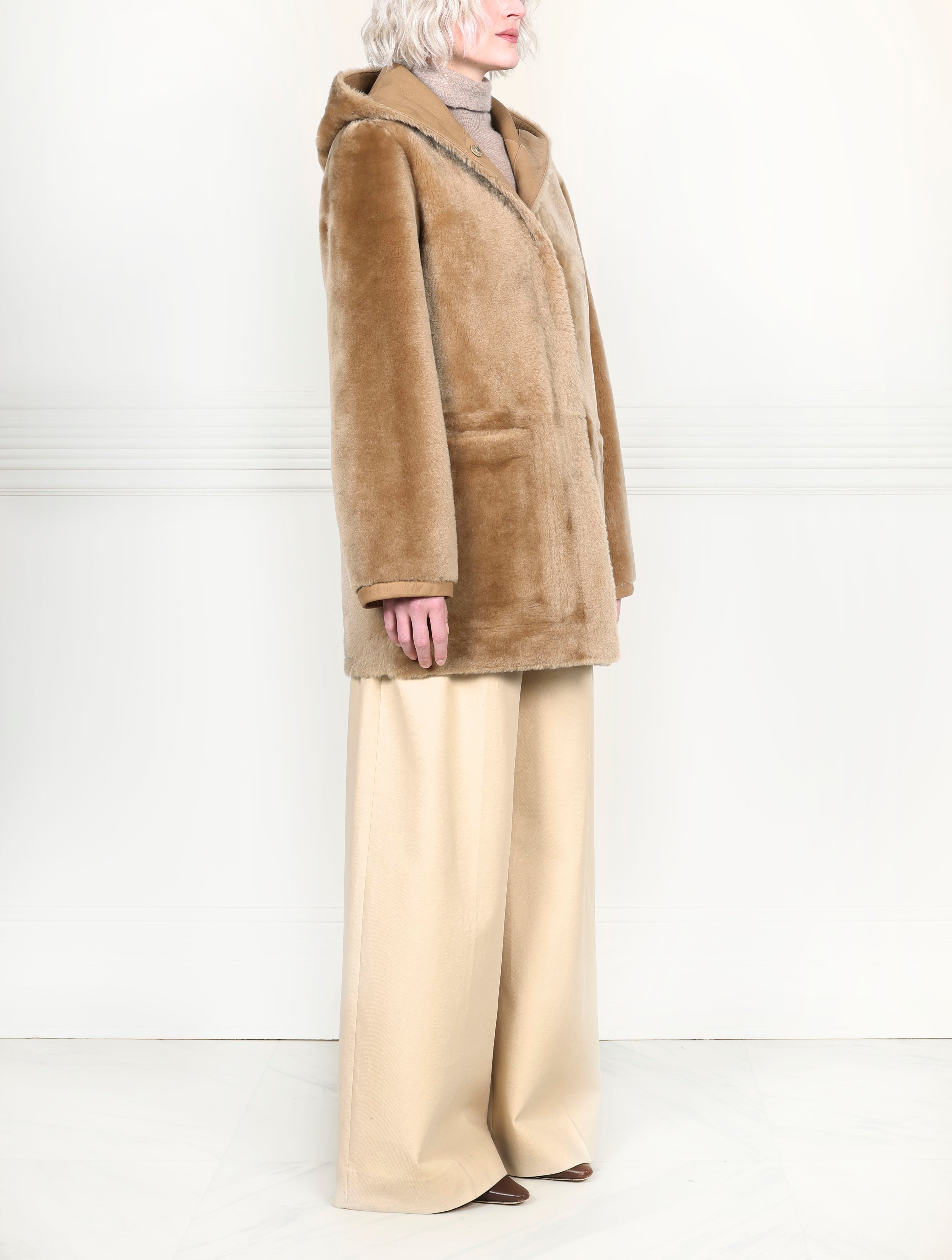 The Davie Hooded Shearling Coat
