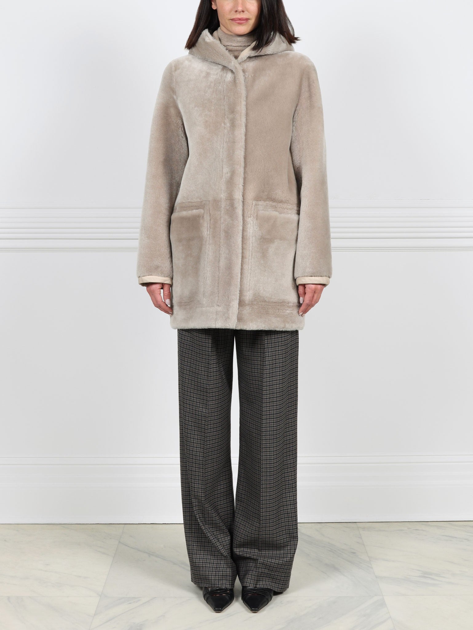 The Davie Hooded Shearling Coat