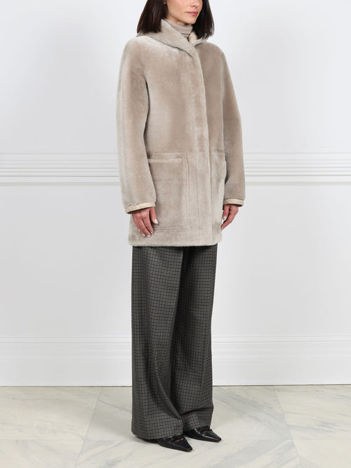 The Davie Hooded Shearling Coat