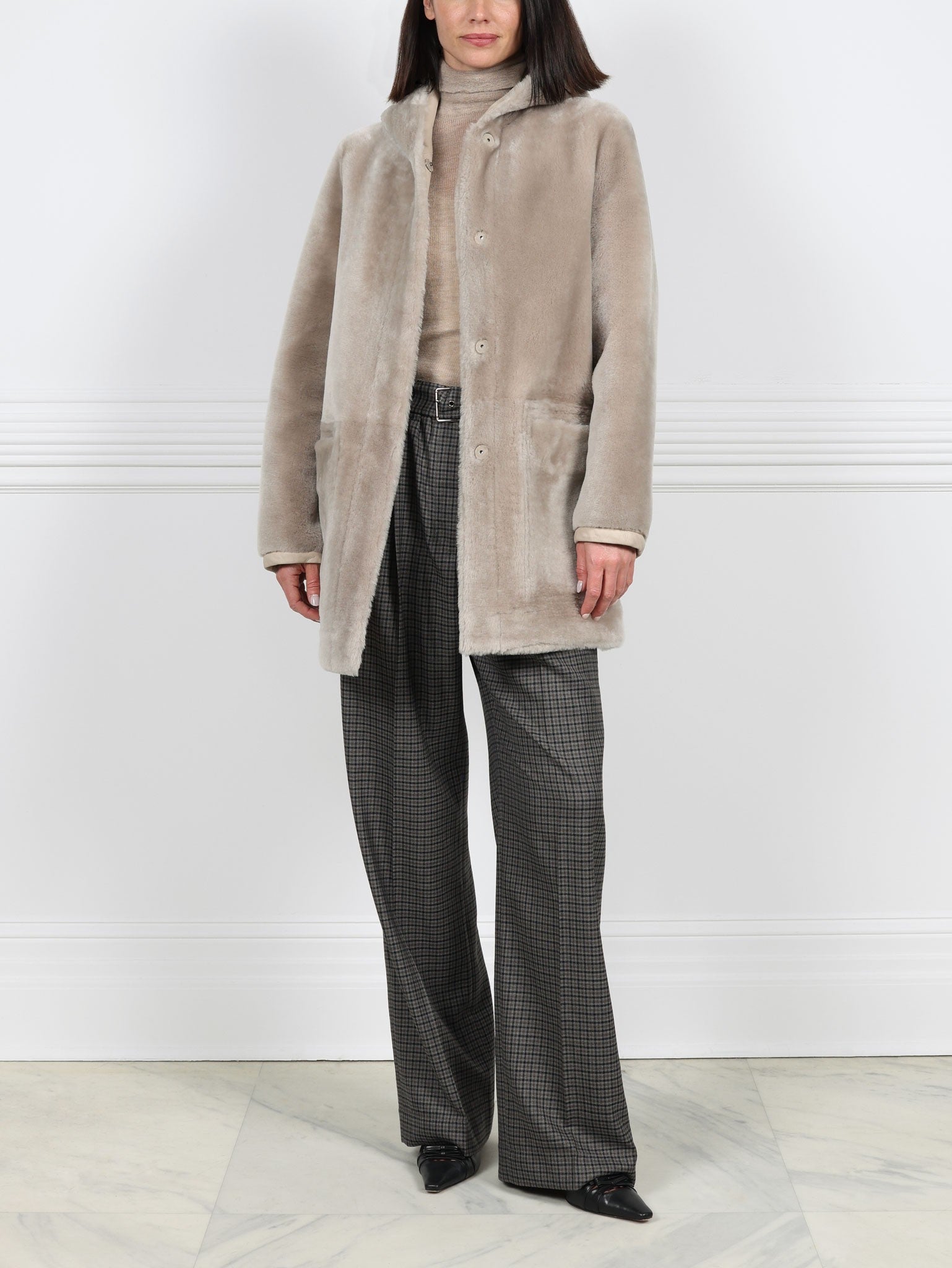 The Davie Hooded Shearling Coat