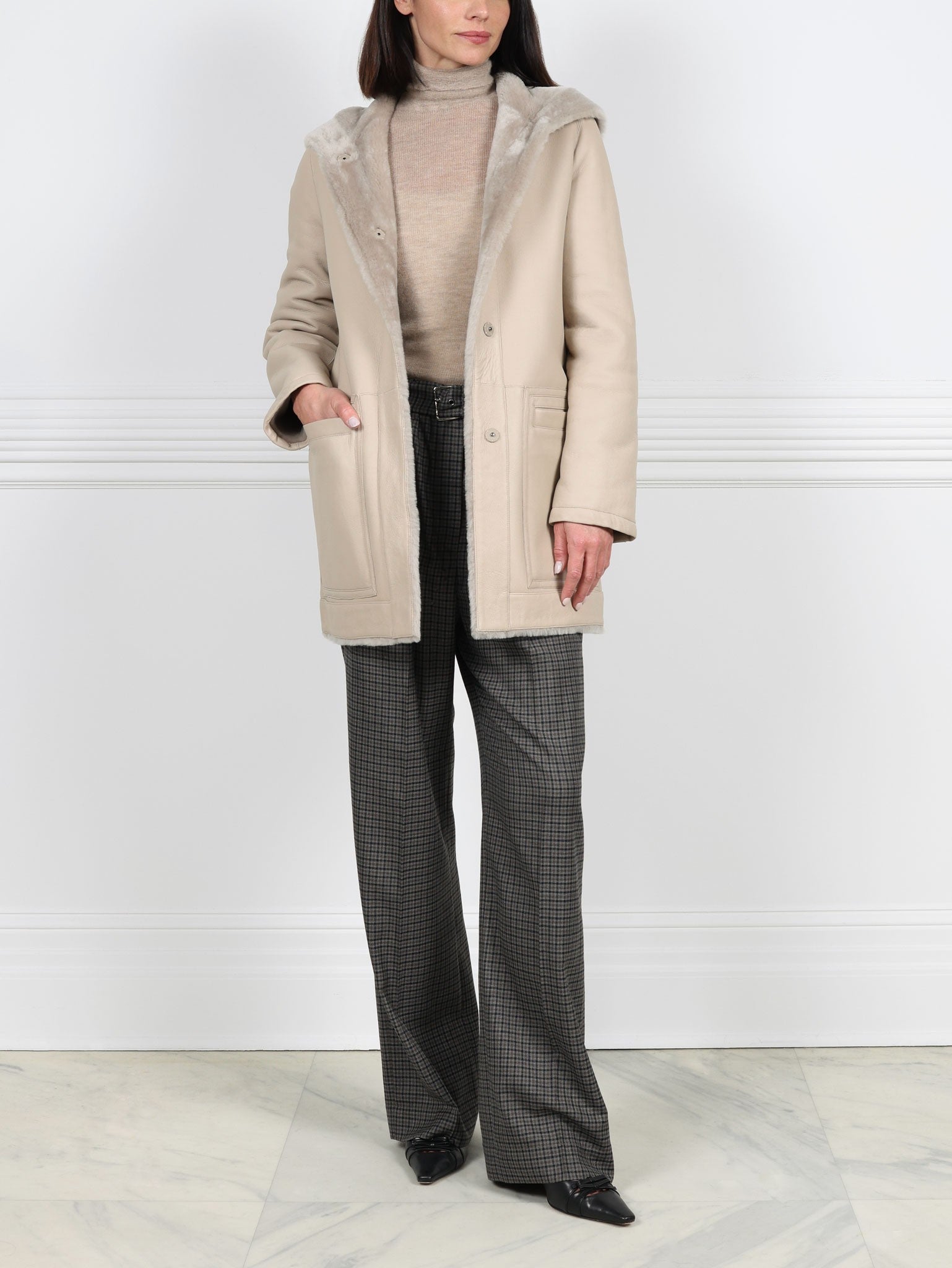 The Davie Hooded Shearling Coat