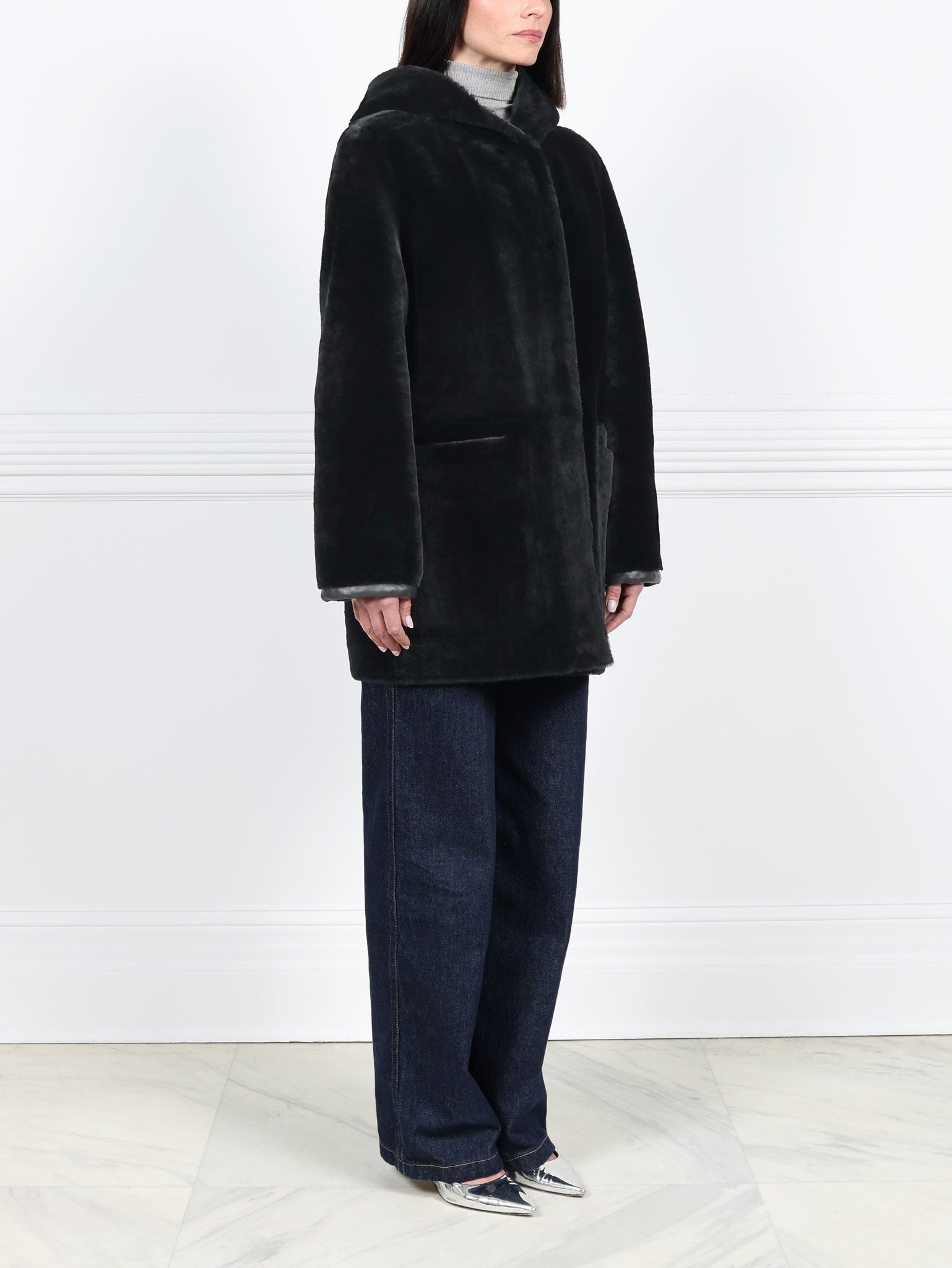The Davie Hooded Shearling Coat