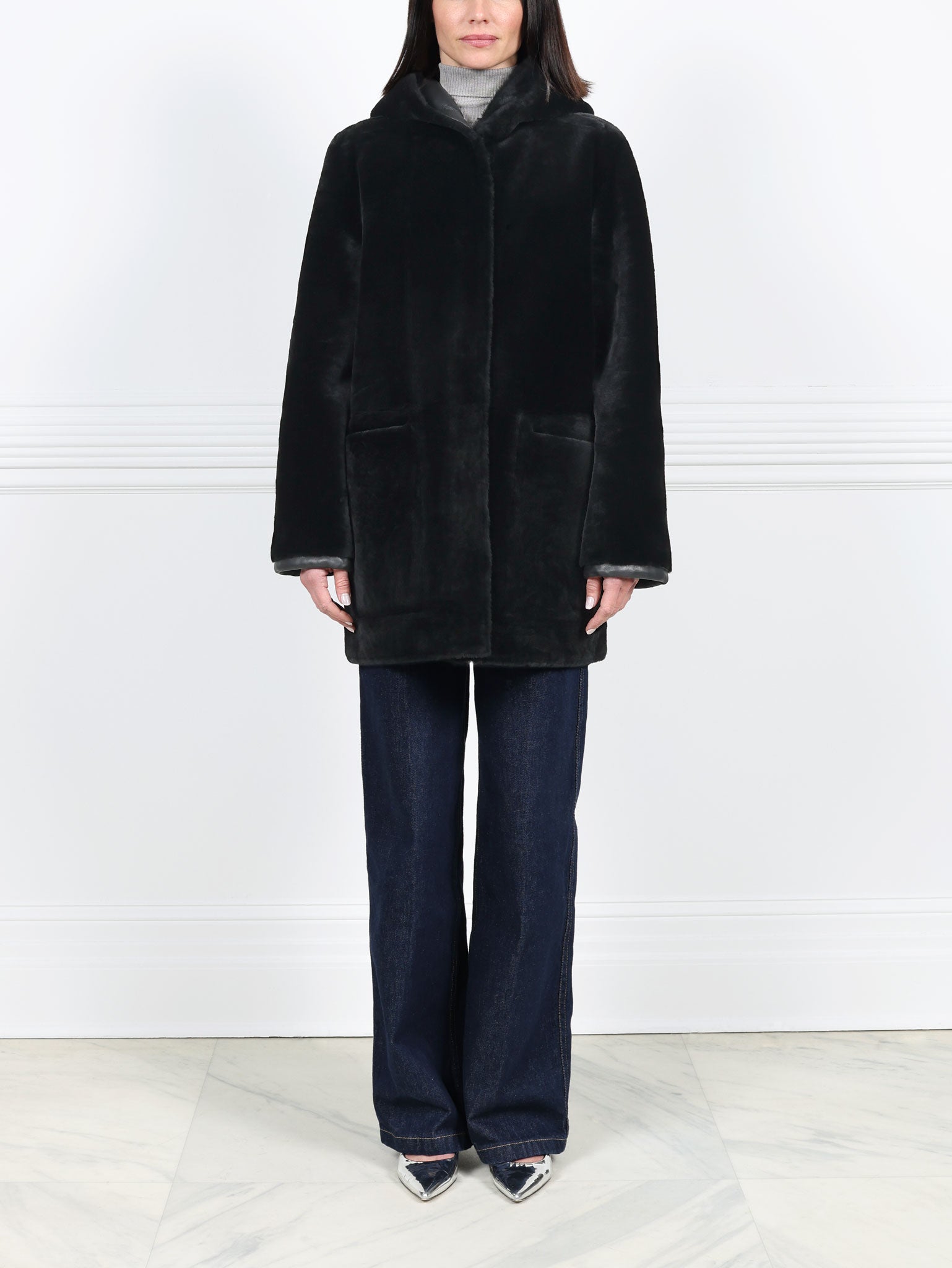 The Davie Hooded Shearling Coat