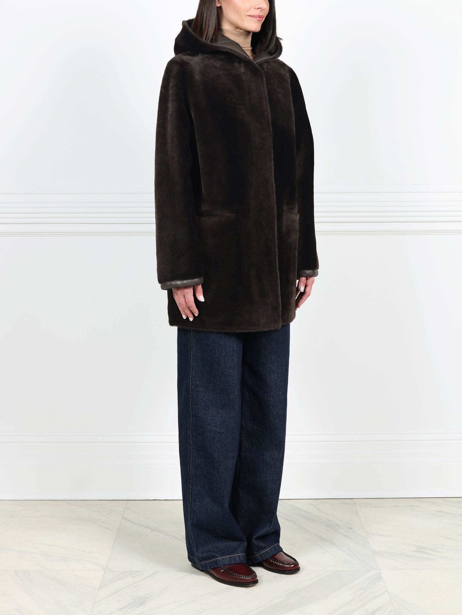 The Davie Hooded Shearling Coat