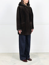 The Davie Hooded Shearling Coat