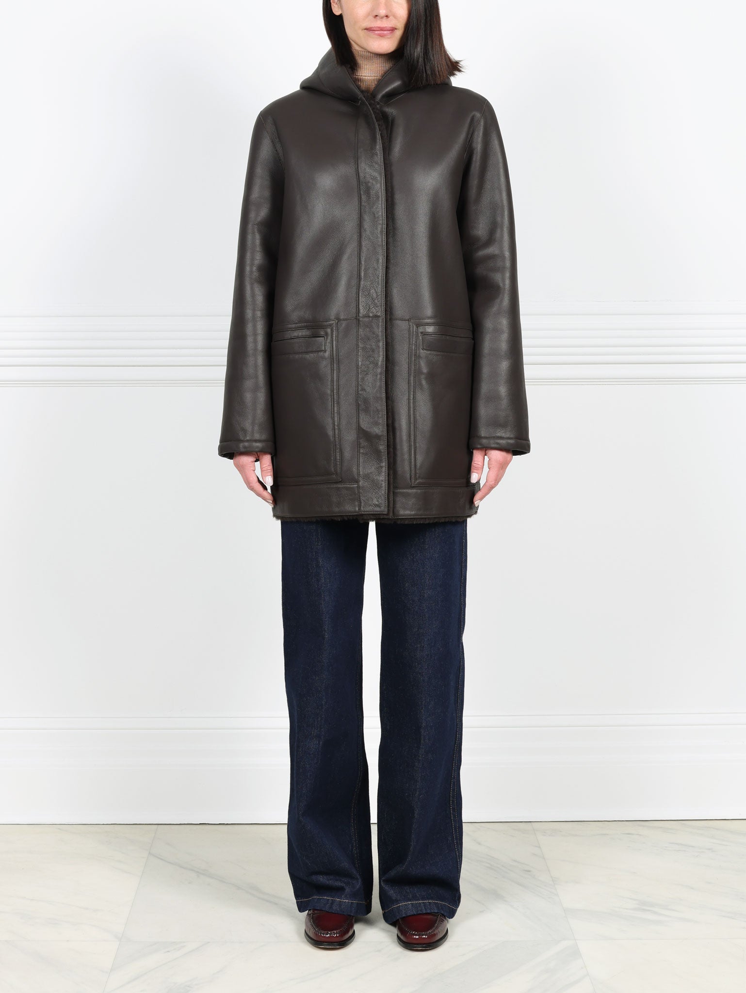 The Davie Hooded Shearling Coat
