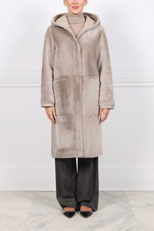 The Billie Reversible Shearling Hooded Coat