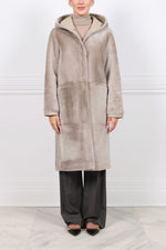 The Billie Reversible Shearling Hooded Coat