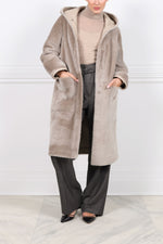 The Billie Reversible Shearling Hooded Coat