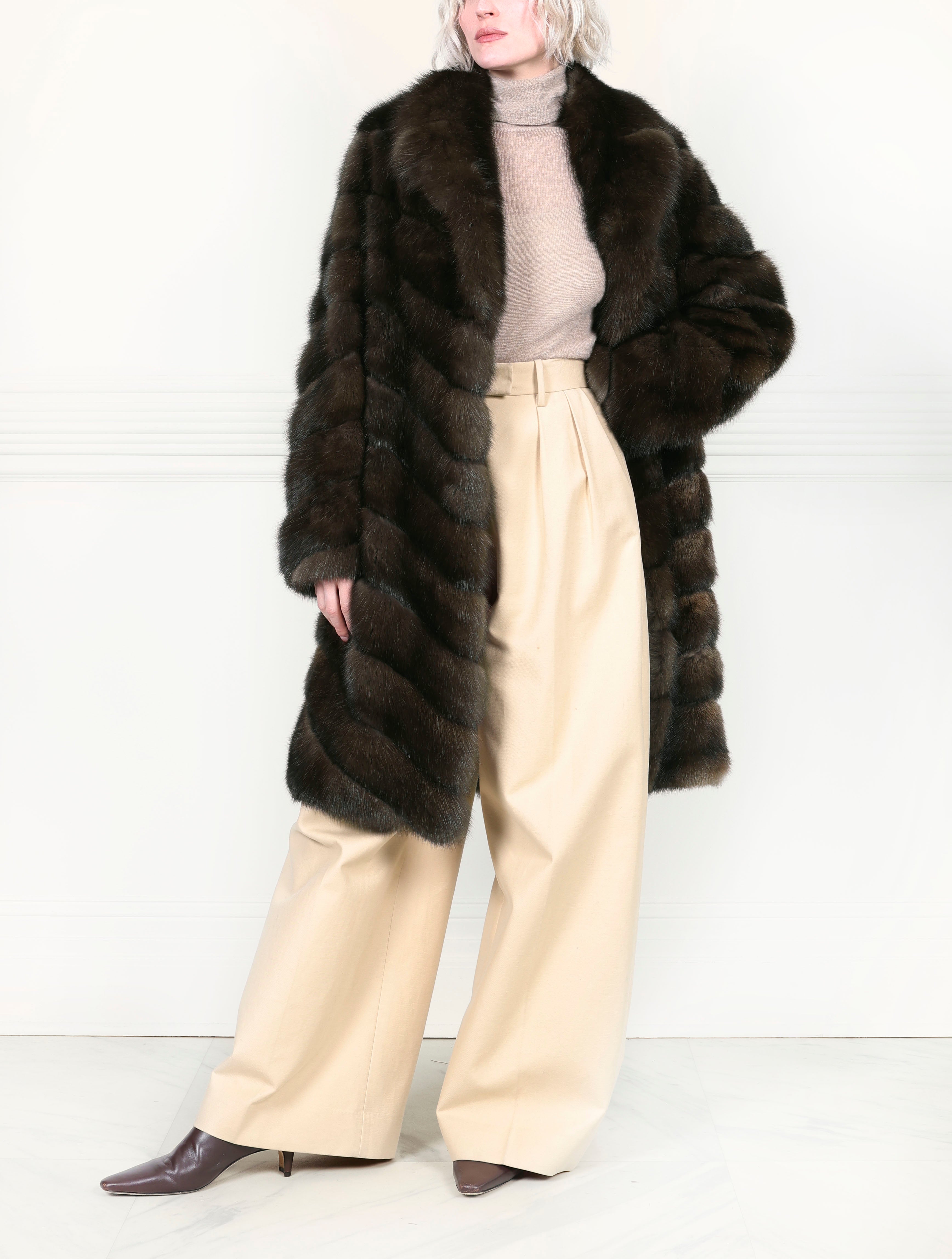 The Aurora Diagonal Sable Fur Coat