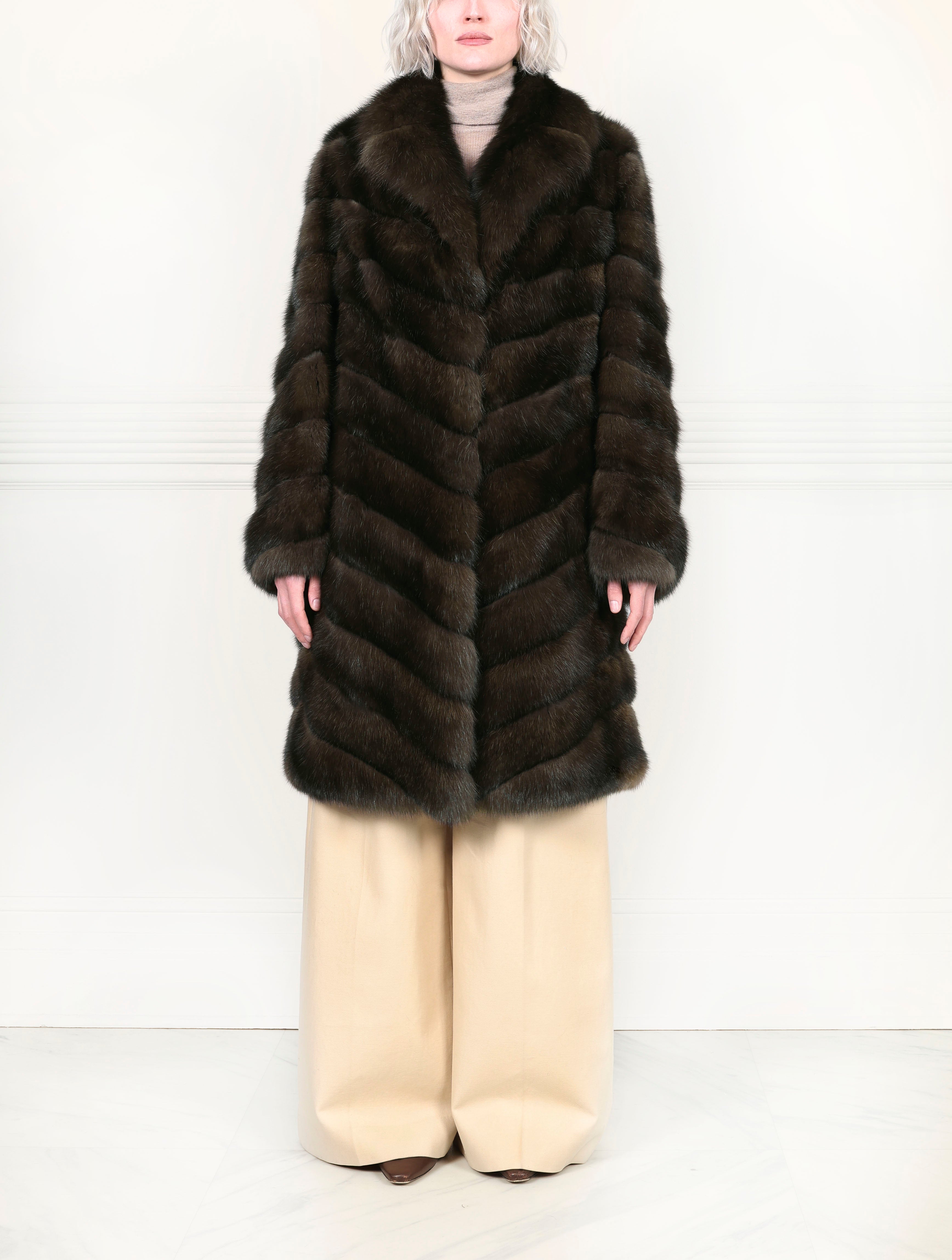 The Aurora Diagonal Sable Fur Coat