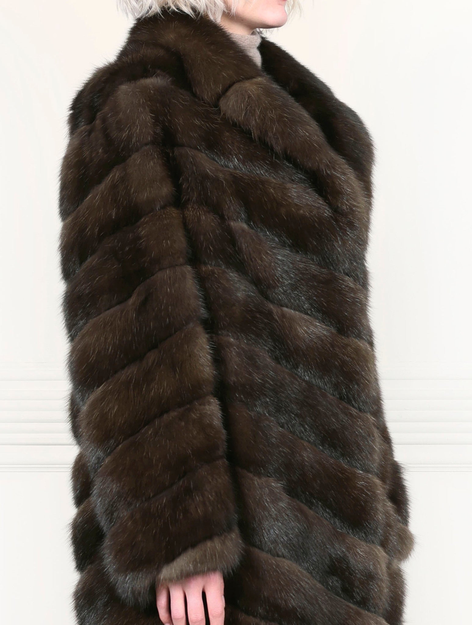 The Aurora Diagonal Sable Fur Coat