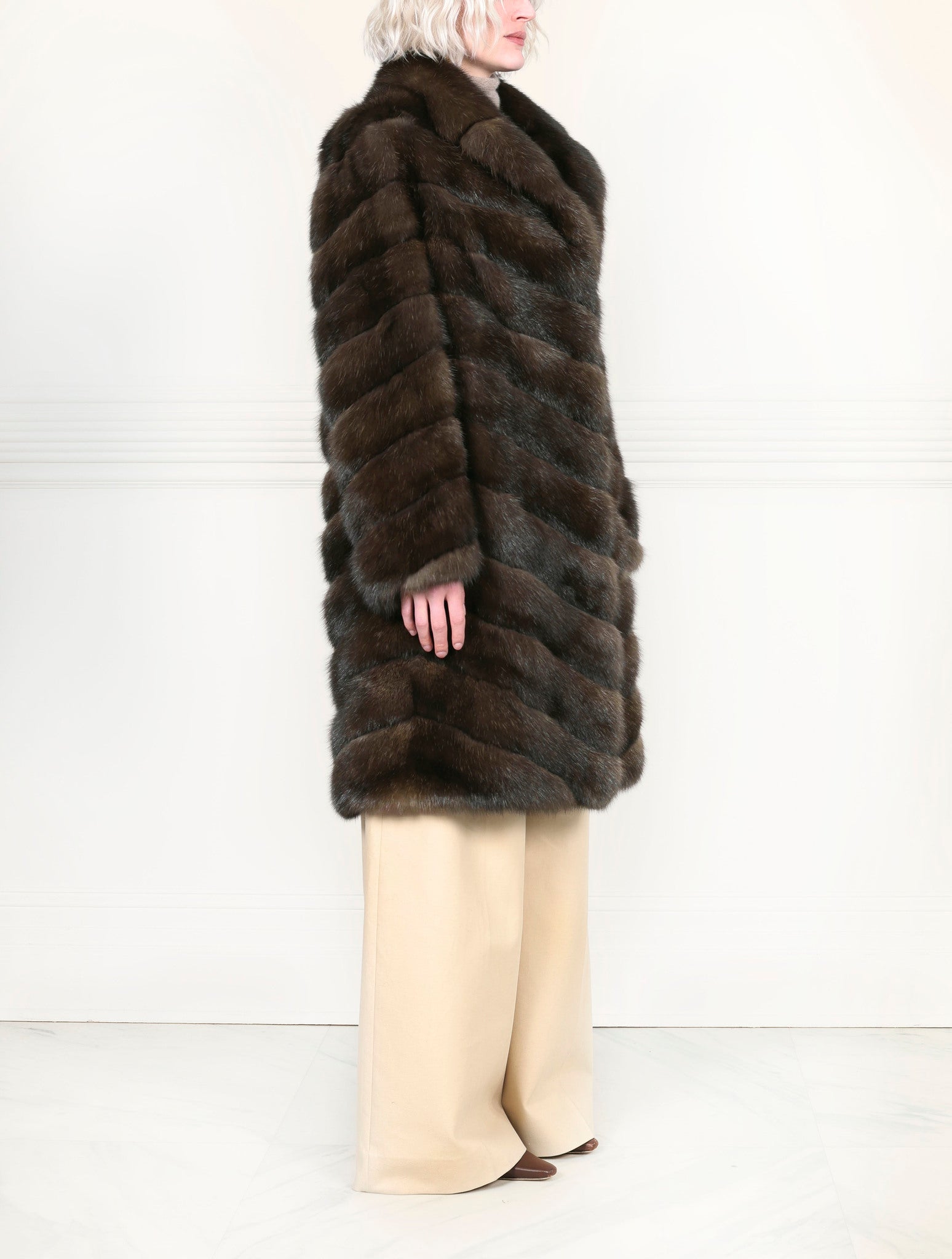 The Aurora Diagonal Sable Fur Coat