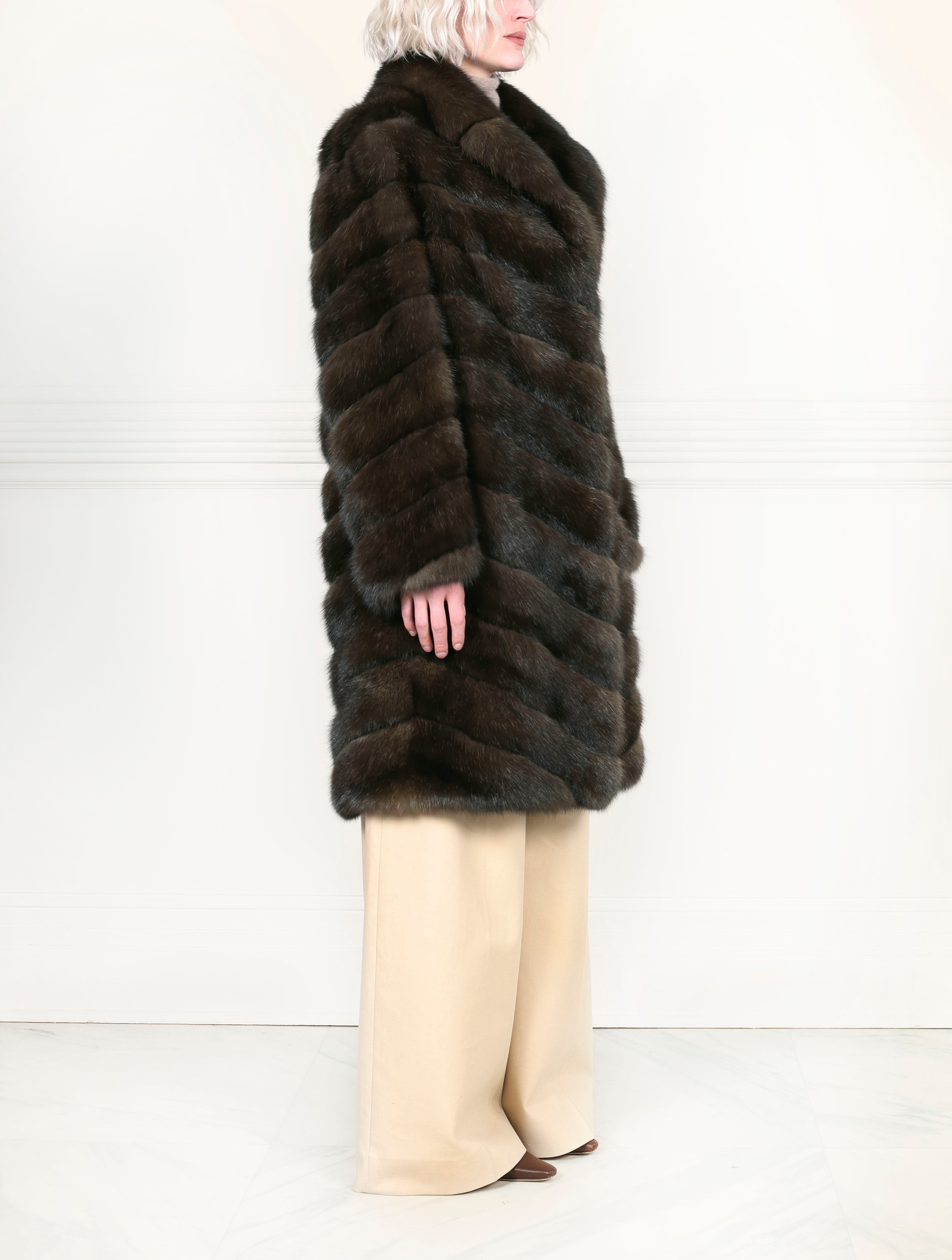 The Aurora Diagonal Sable Fur Coat
