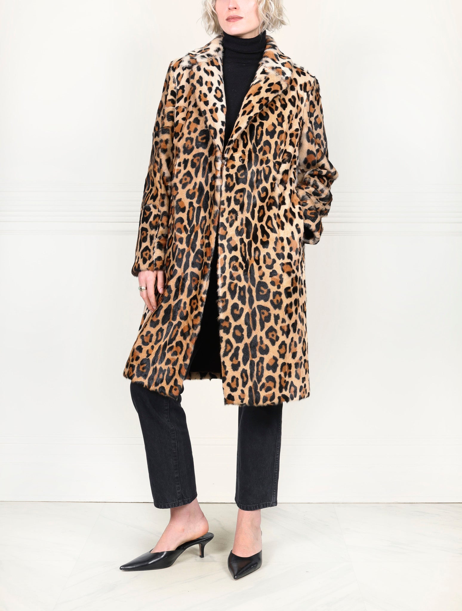 The Esme Leopard Printed Shearling Coat