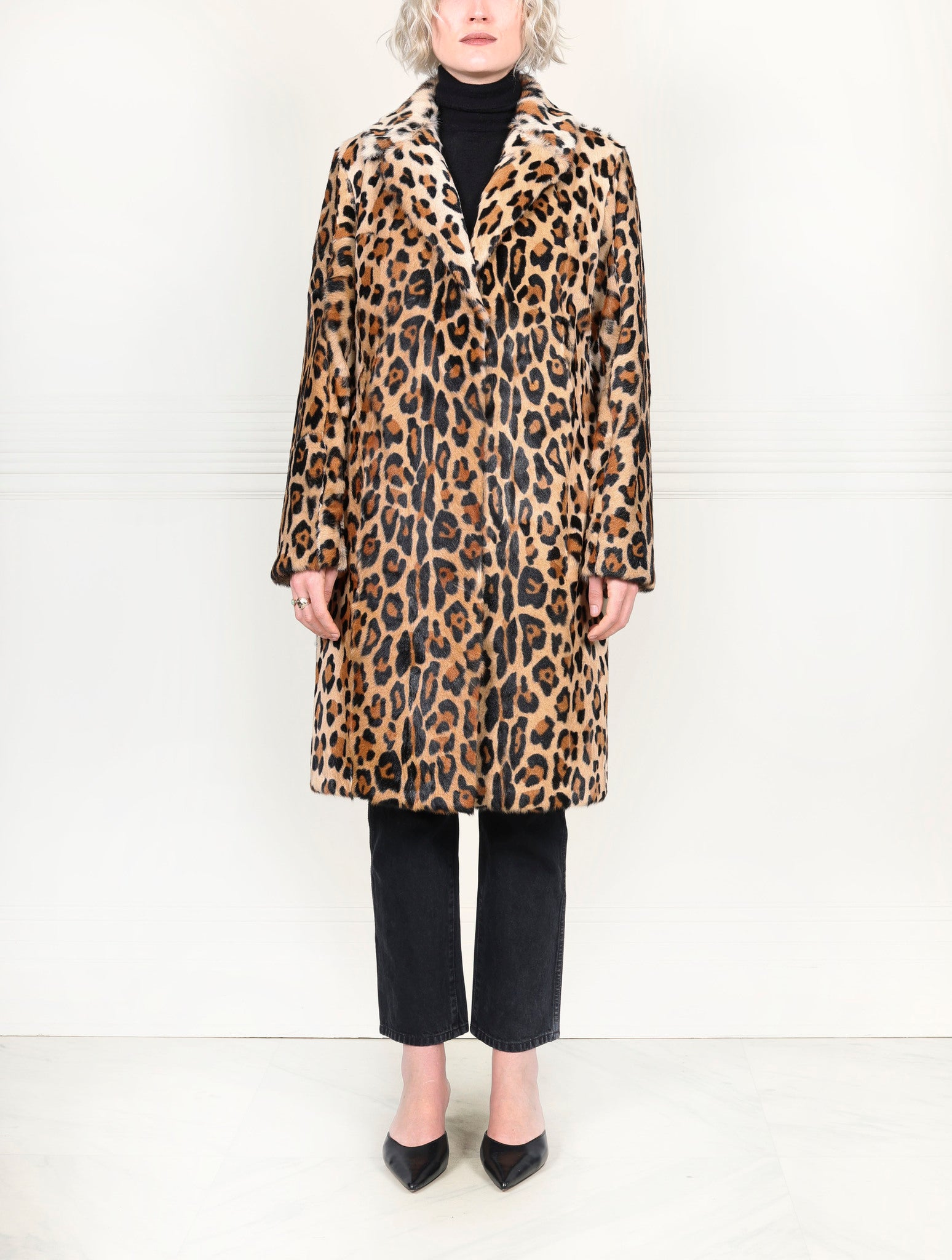 The Esme Leopard Printed Shearling Coat