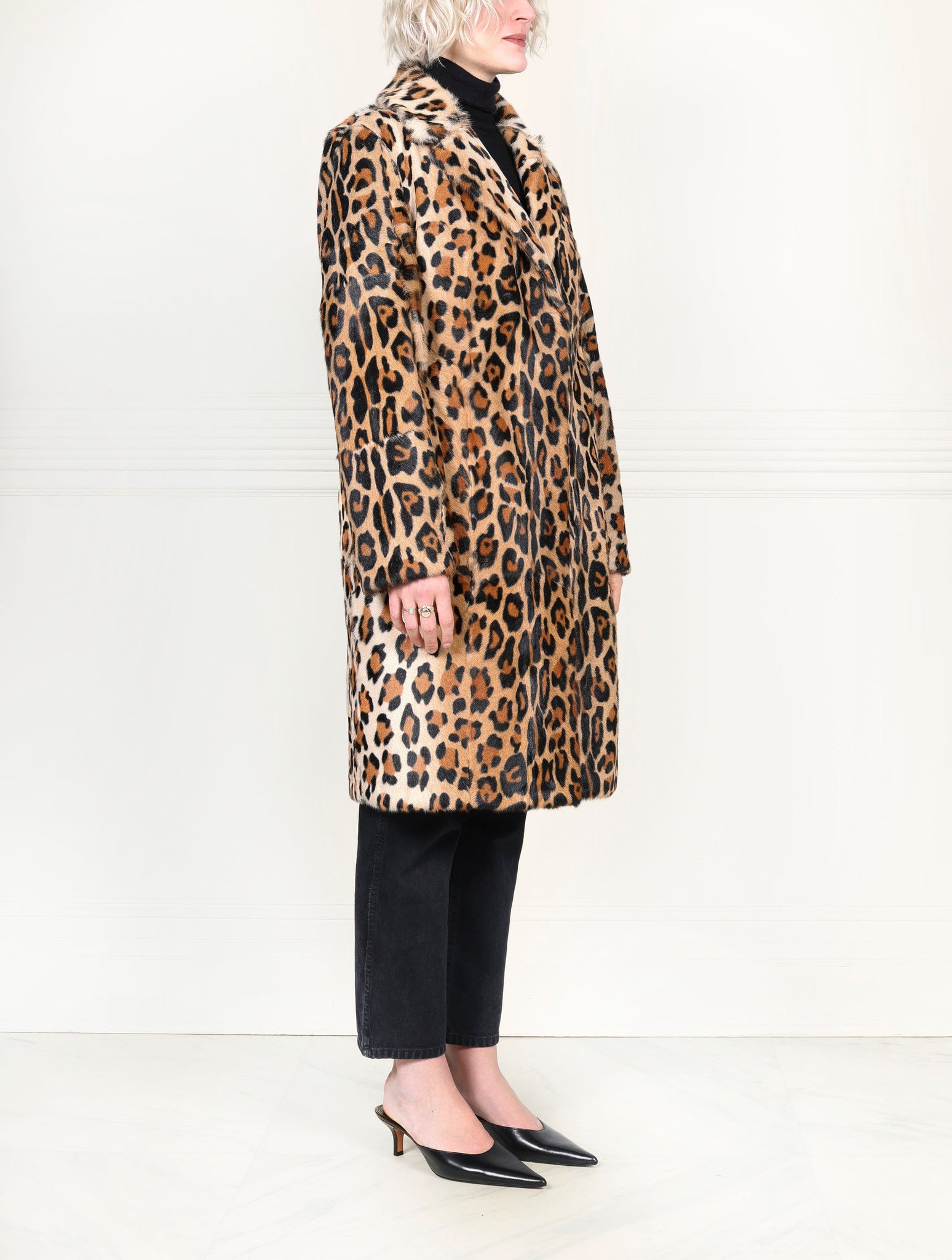 The Esme Leopard Printed Shearling Coat