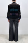 Horizontal Mink Fur Multicolored Striped Jacket