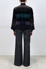 Horizontal Mink Fur Multicolored Striped Jacket