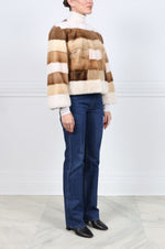 The Nova Mink Fur Multicolored Striped Jacket