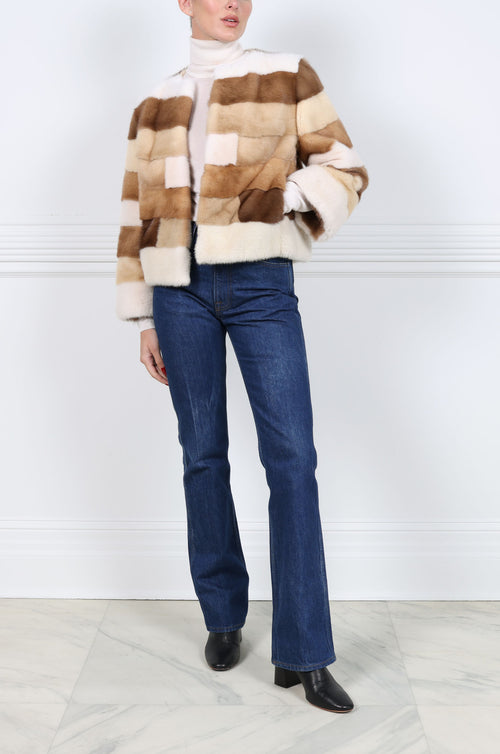 The Nova Mink Fur Multicolored Striped Jacket