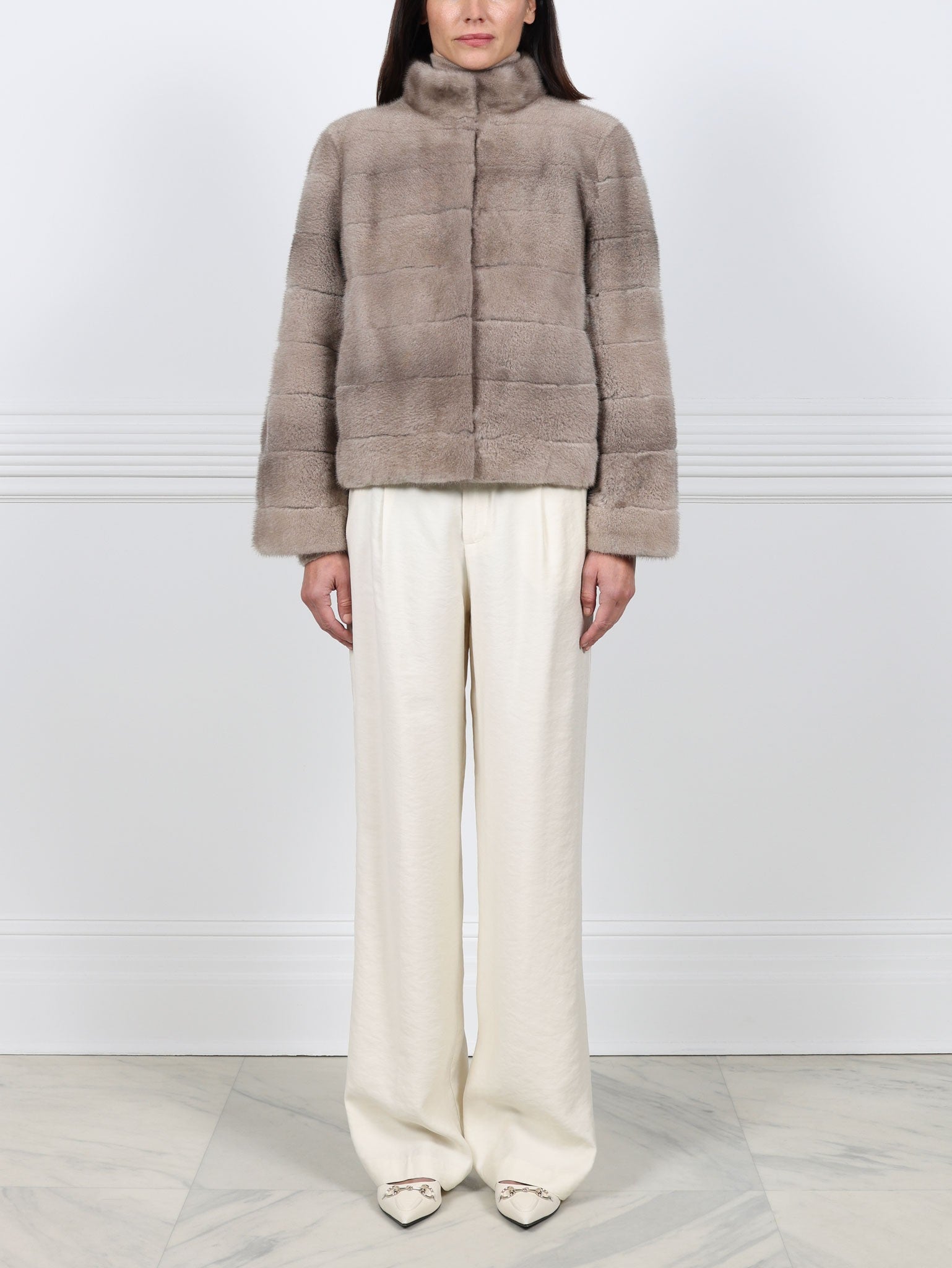 Taupe Mink Fur Jacket