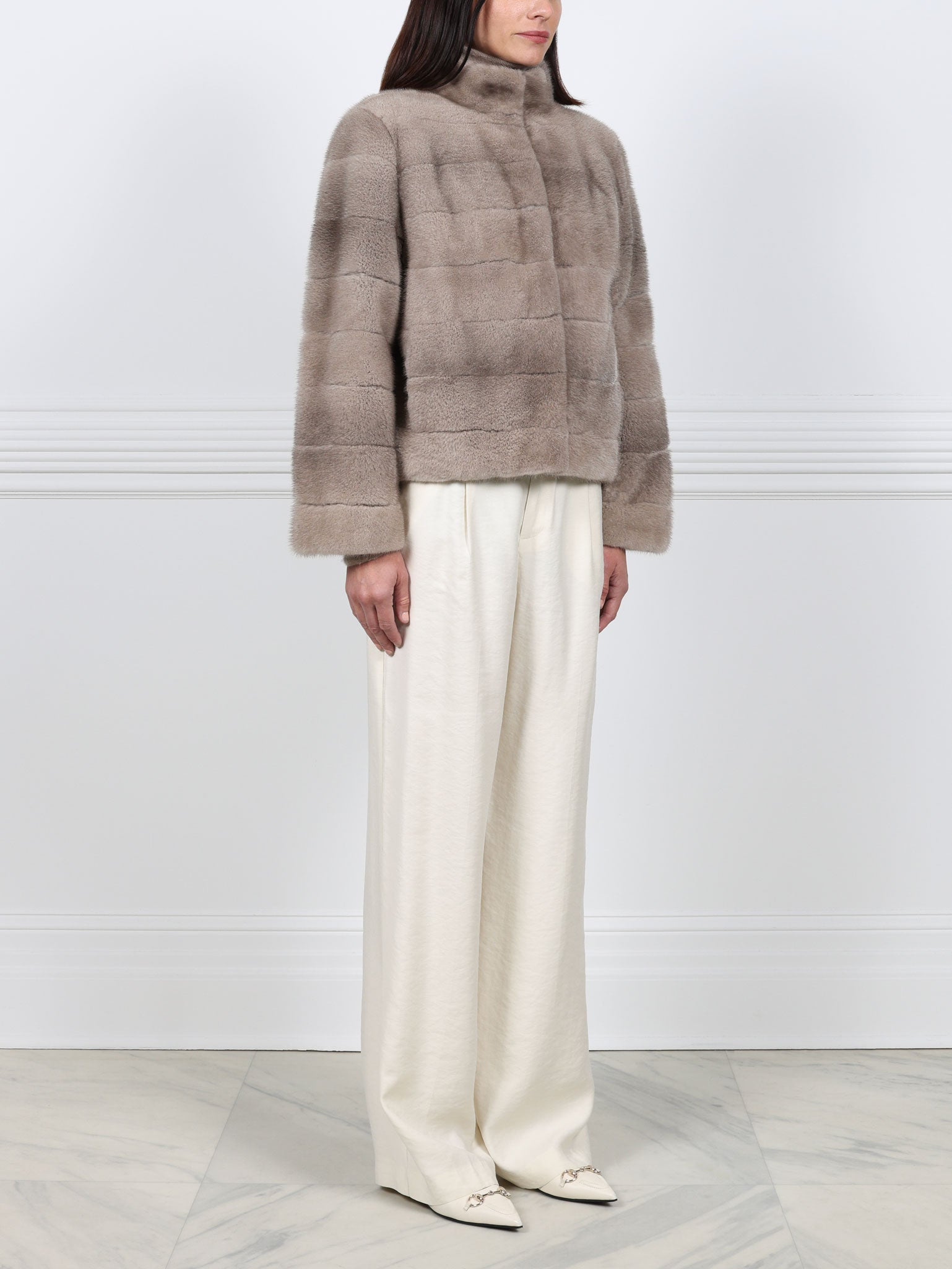 Taupe Mink Fur Jacket