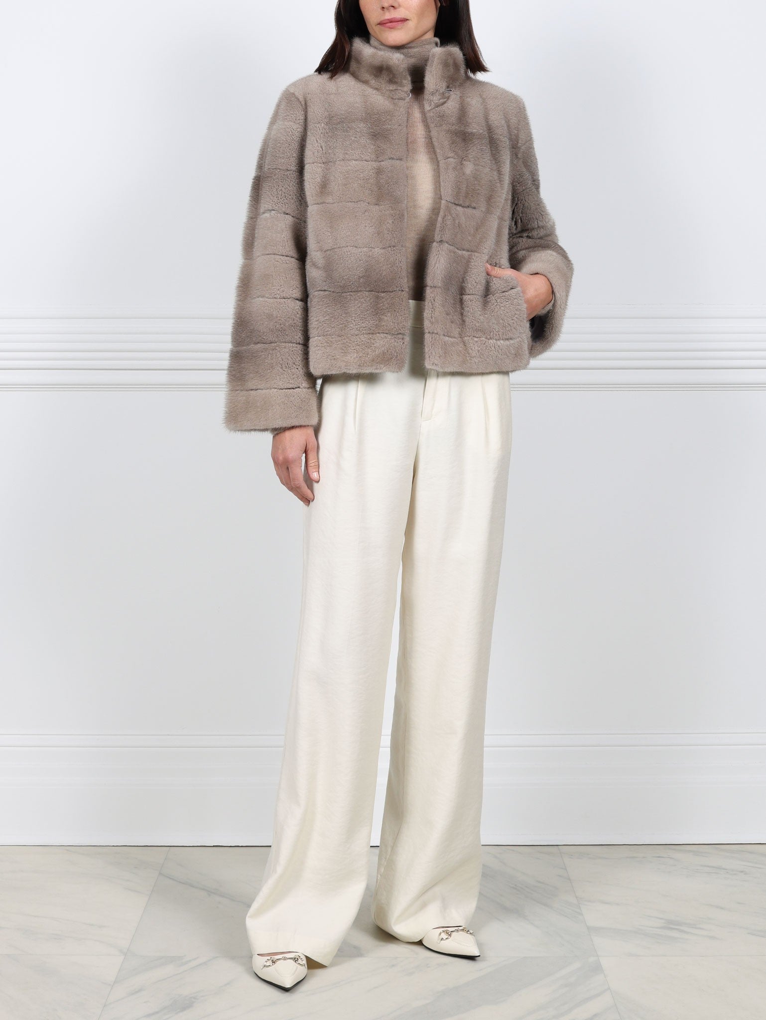Taupe Mink Fur Jacket