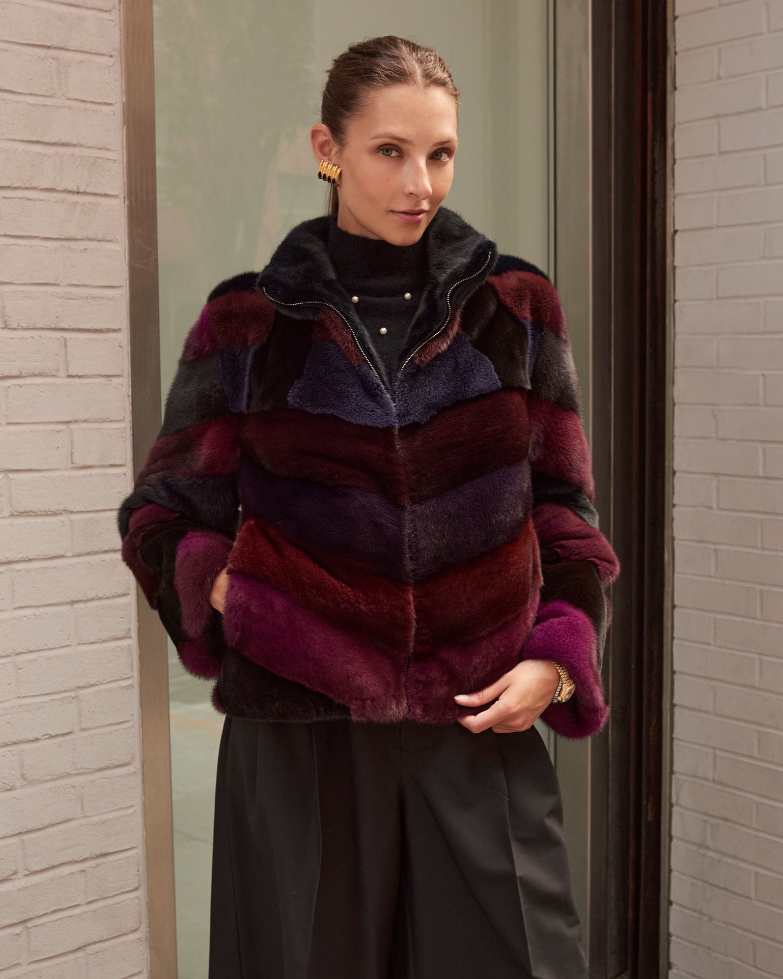 The Upcycled Alia  Mosaic Mink Fur Jacket