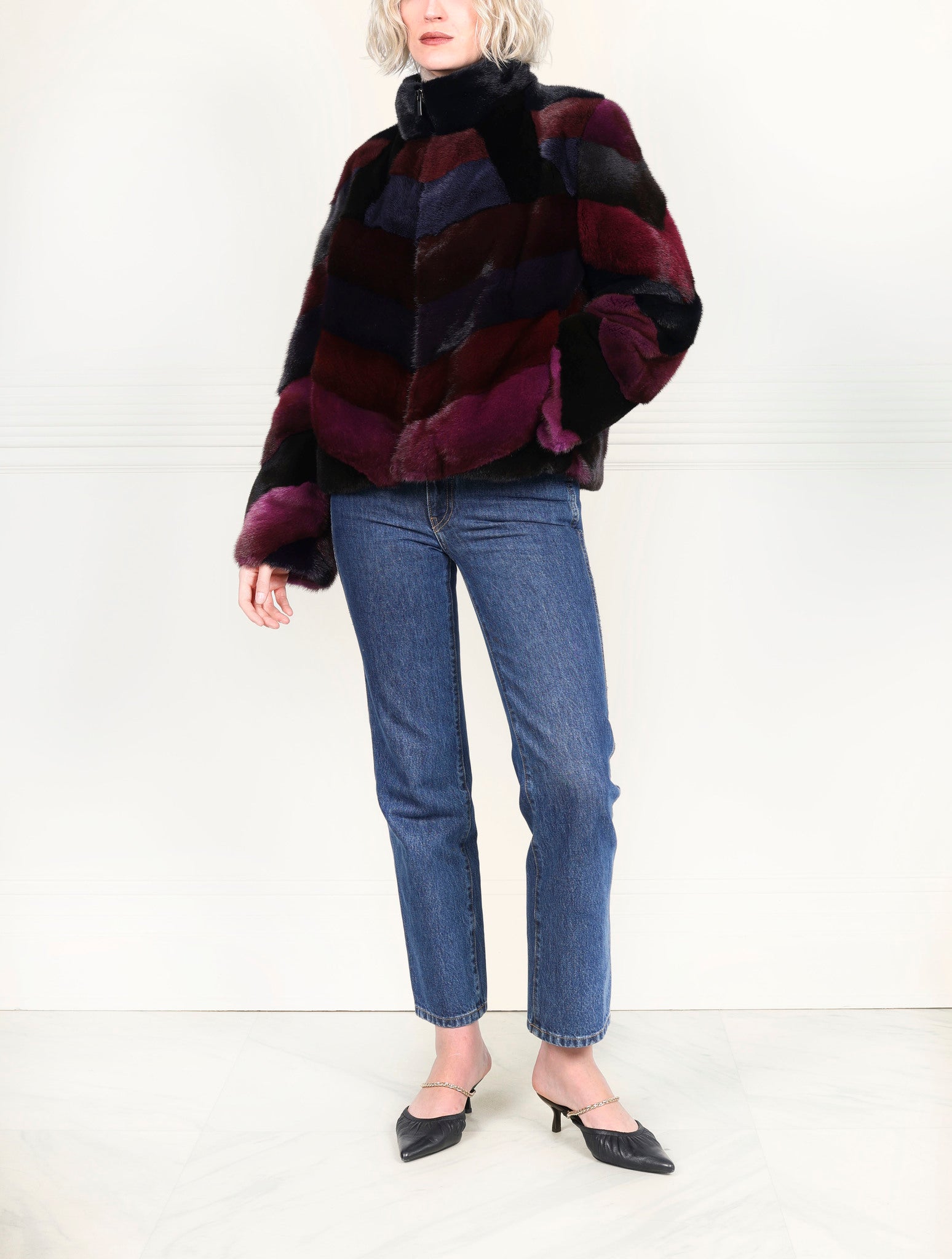 The Upcycled Alia  Mosaic Mink Fur Jacket