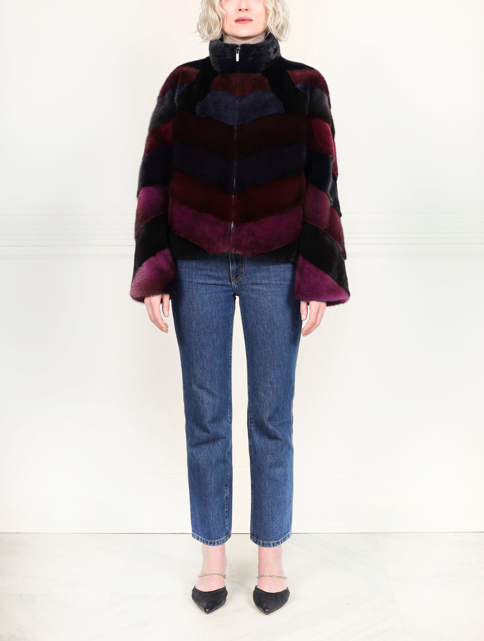 The Upcycled Alia  Mosaic Mink Fur Jacket