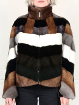 The Upcycled Alia  Mosaic Mink Fur Jacket