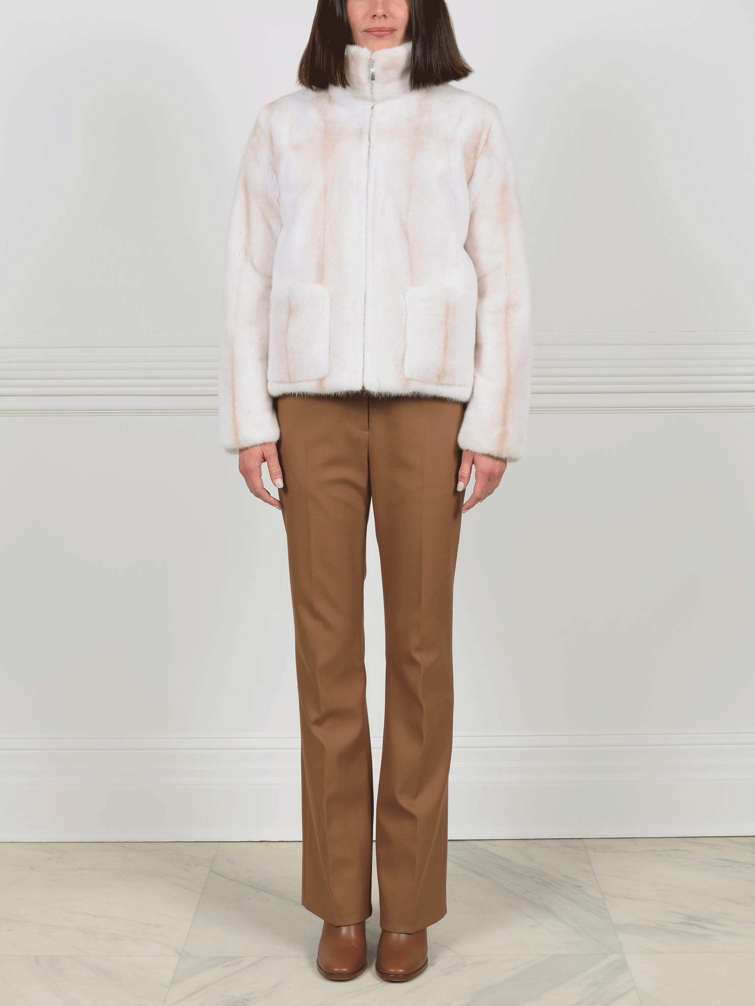 Palomino Cross Mink Jacket with Patch Pockets