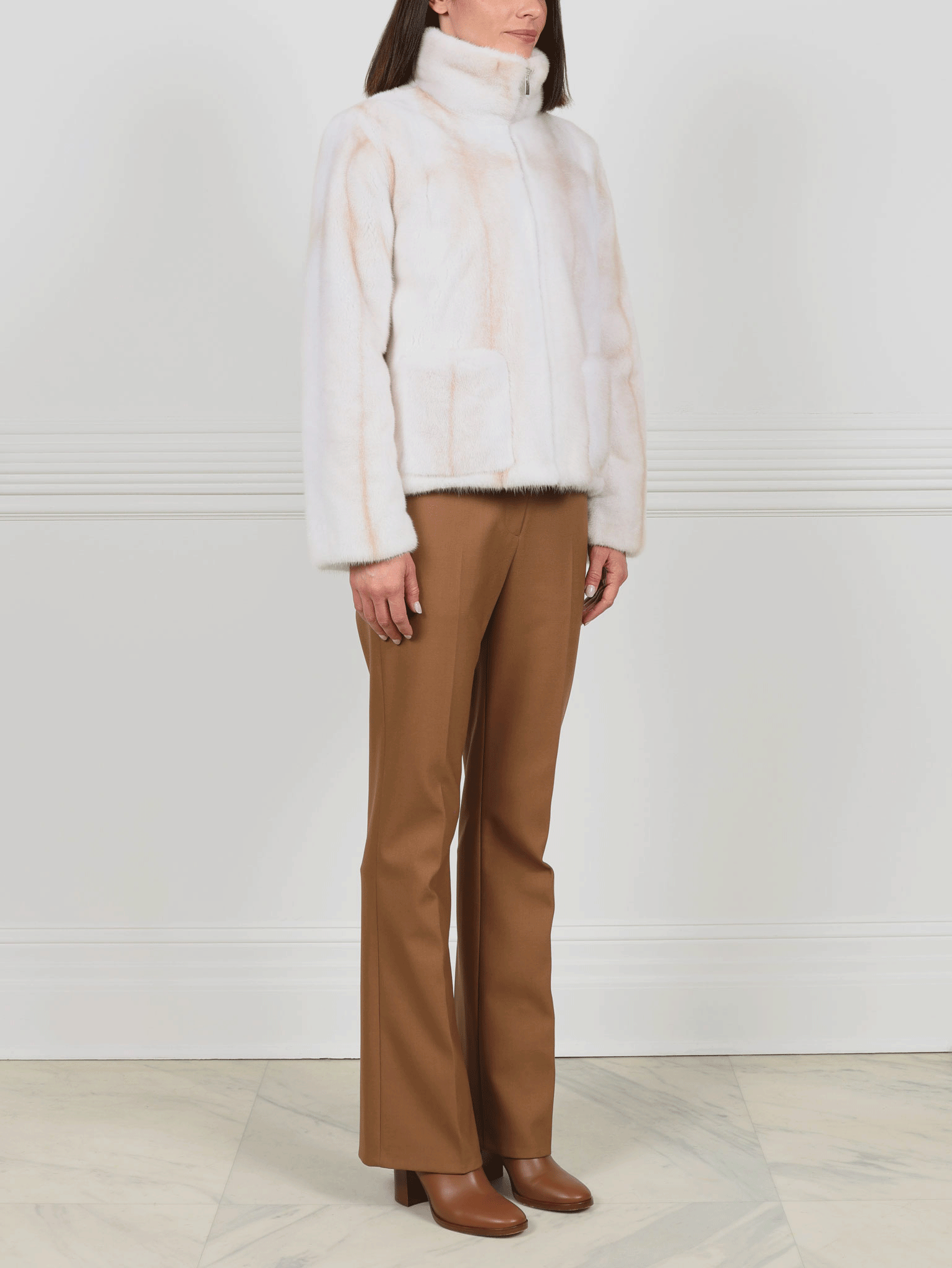 Palomino Cross Mink Jacket with Patch Pockets
