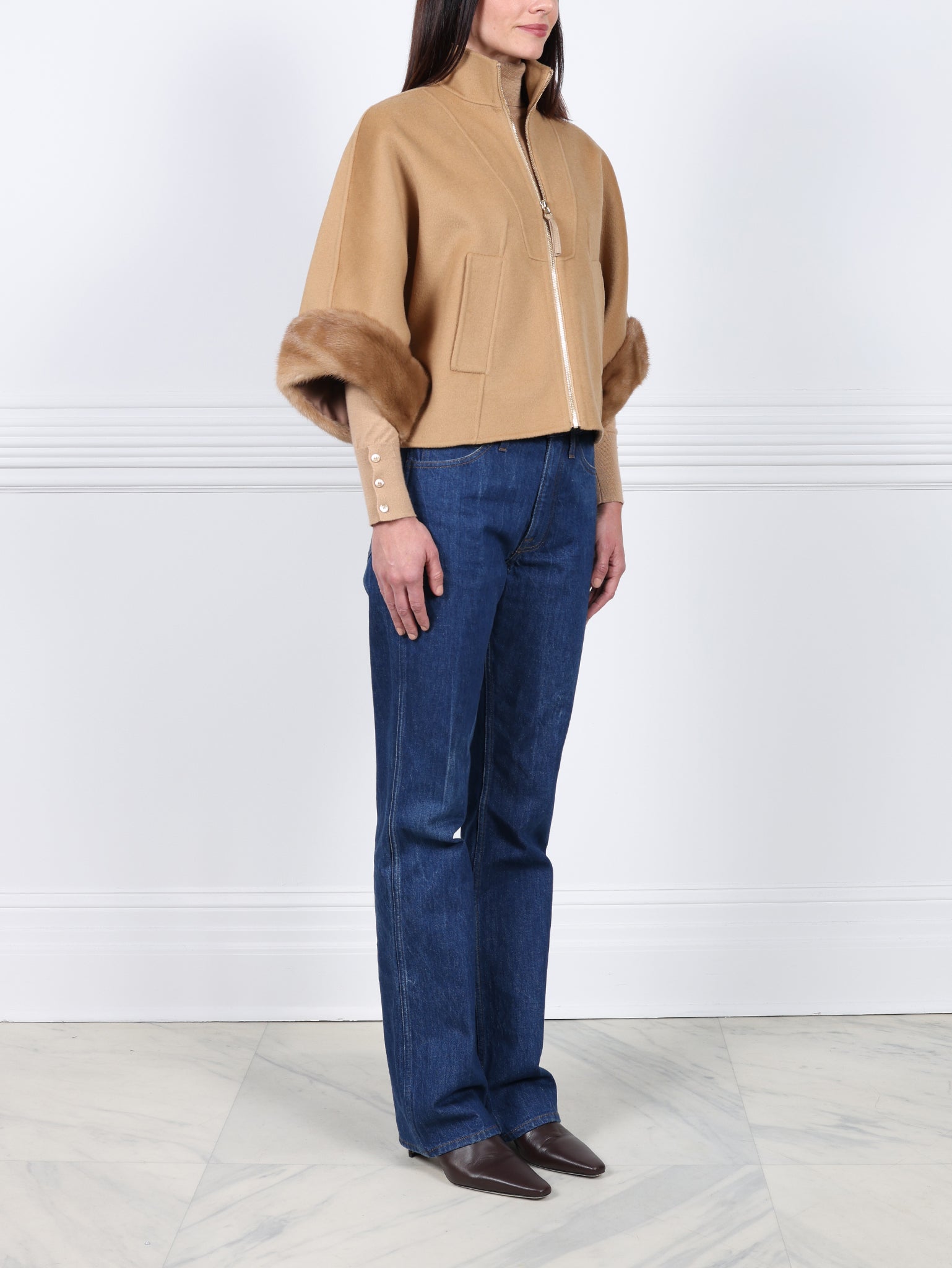 The Maren Wool Cashmere Blend Jacket with Mink Fur Trim