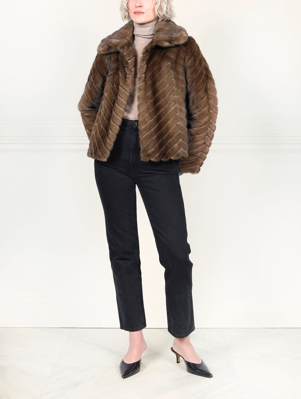 The Mabel Mink Fur & Leather Swing Jacket