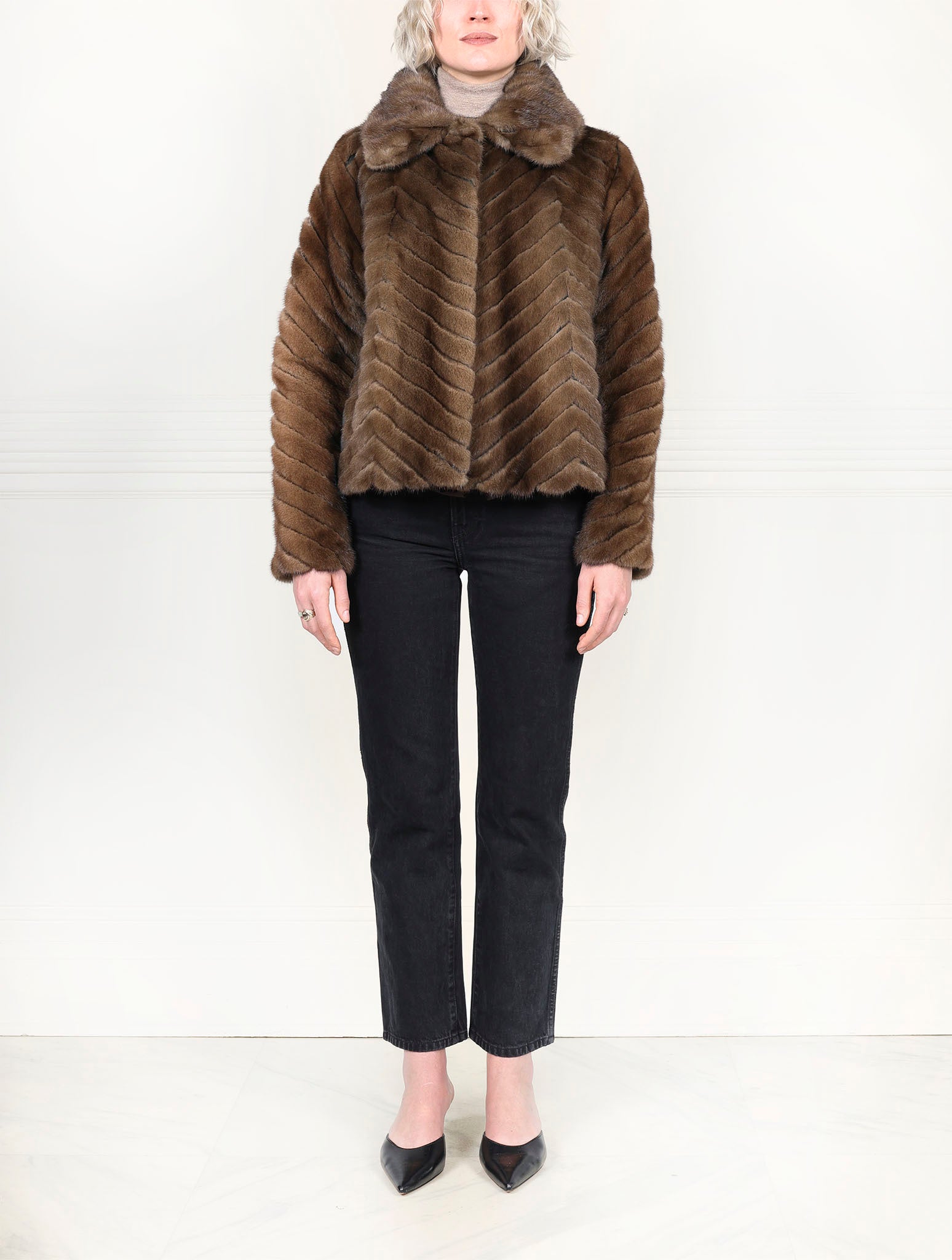 The Mabel Mink Fur & Leather Swing Jacket