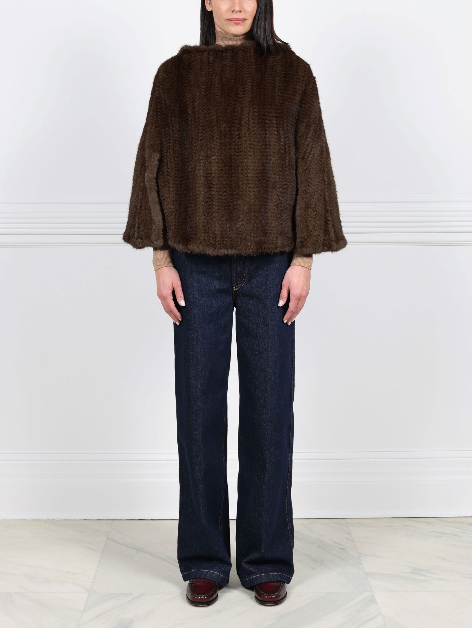 The Valerie Knitted Mink Fur Poncho