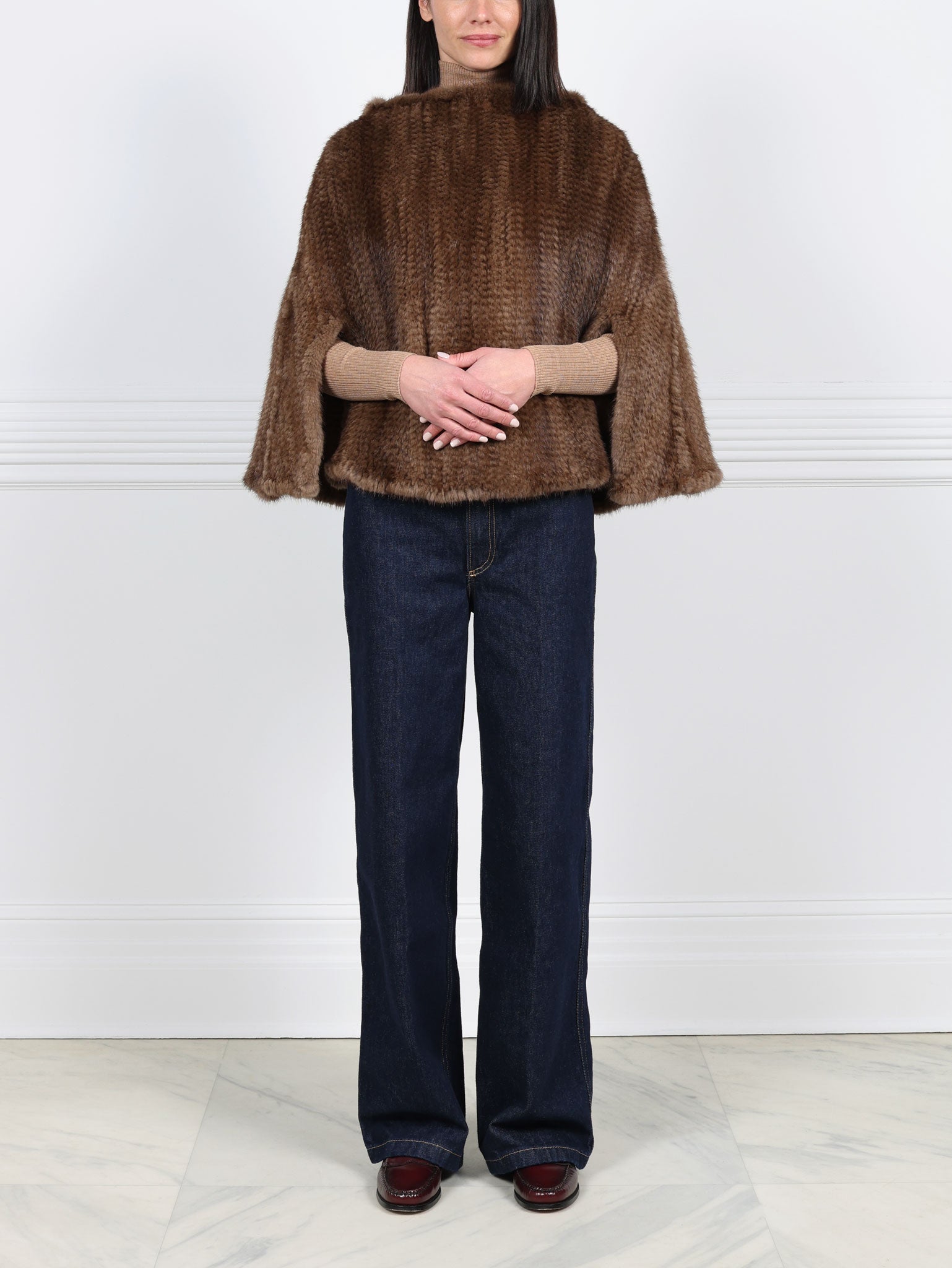 The Valerie Knitted Mink Fur Poncho