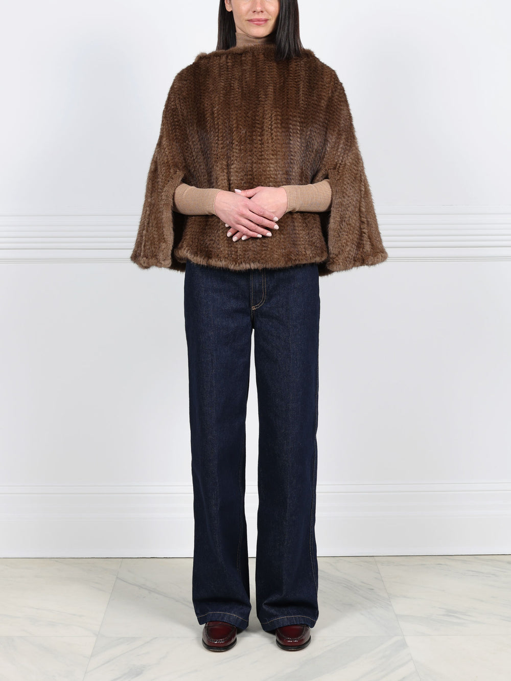 The Valerie Knitted Mink Fur Poncho