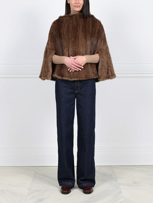 The Valerie Knitted Mink Fur Poncho