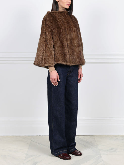 The Valerie Knitted Mink Fur Poncho