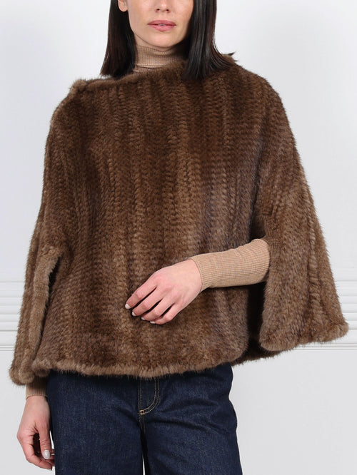 The Valerie Knitted Mink Fur Poncho