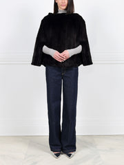 The Valerie Knitted Sheared Mink Fur Poncho